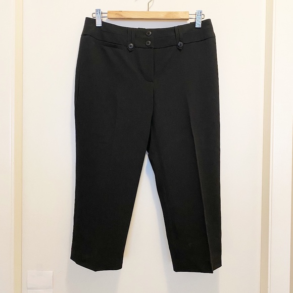Optimum Structured Pleat Capri Dress Pant Black 4 - Picture 1 of 8